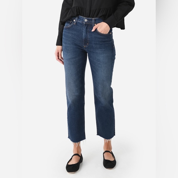 Citizens Of Humanity Denim - Citizens Of Humanity Daphne Crop Dark Blue Jeans with Raw Hem Size 30